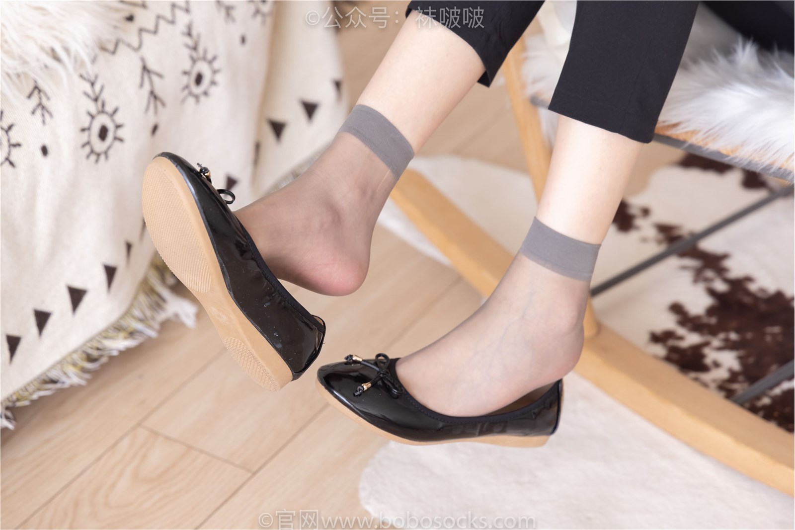 NO.085 Sweet Pea - flat shoes, short grey silk, short meat silk(33)